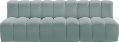 Briar 89.5 Mint Vegan Leather Upholstered Modular Sectional, 3-Piece