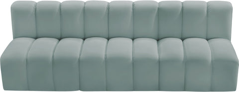 Briar 89.5 Mint Vegan Leather Upholstered Modular Sectional, 3-Piece