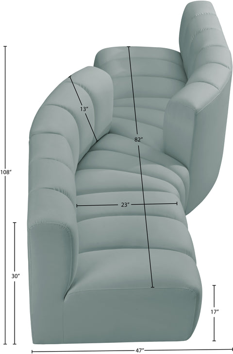 Briar 108 Mint Vegan Leather Upholstered Modular Sectional, 4-Piece