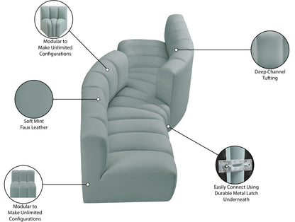 Zara Mint Green Faux Leather Modular Sofa S4A