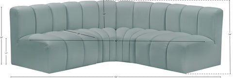 Briar 103 Mint Vegan Leather Upholstered Modular Sectional, 4-Piece