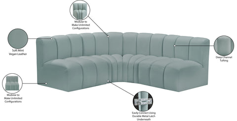 Briar 103 Mint Vegan Leather Upholstered Modular Sectional, 4-Piece