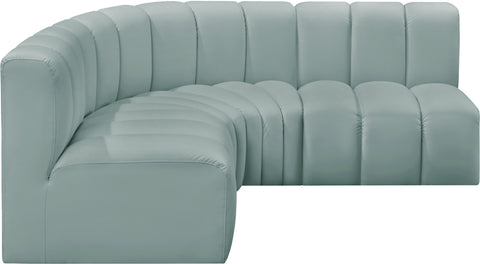 Briar 103 Mint Vegan Leather Upholstered Modular Sectional, 4-Piece