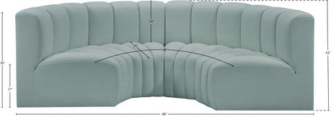 Briar 88 Mint Vegan Leather Upholstered Modular Sectional, 4-Piece