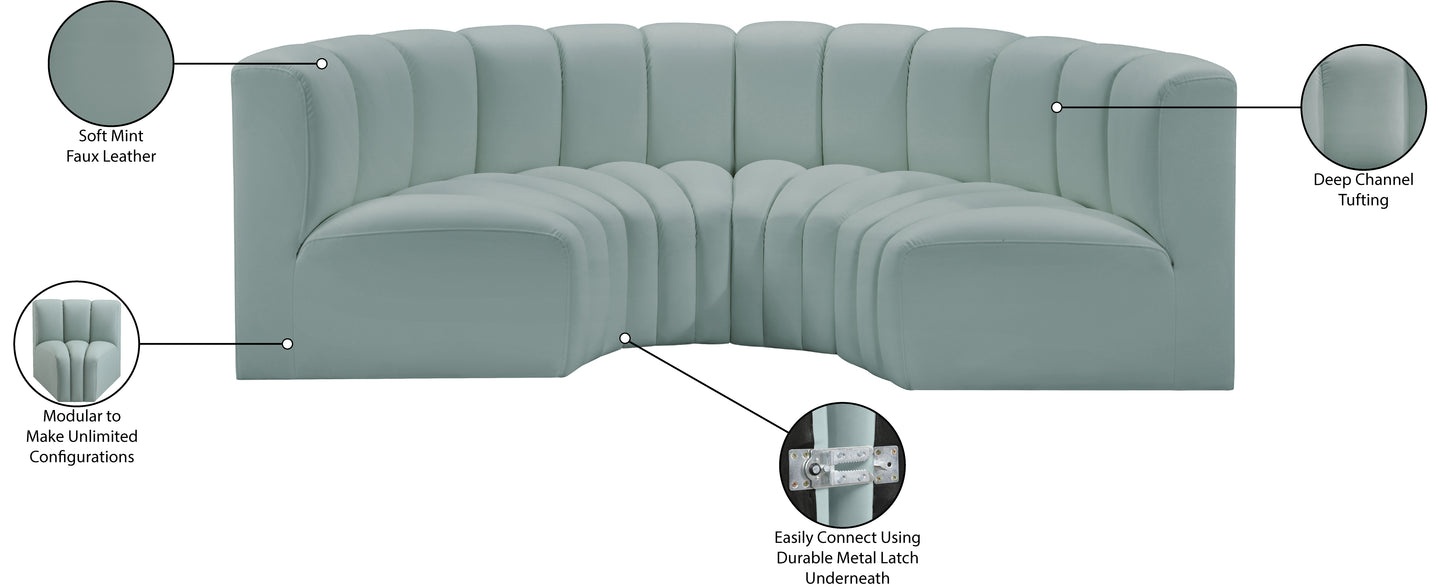 zara mint green faux leather modular sofa s4c