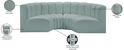 Zara Mint Green Faux Leather Modular Sofa S4C