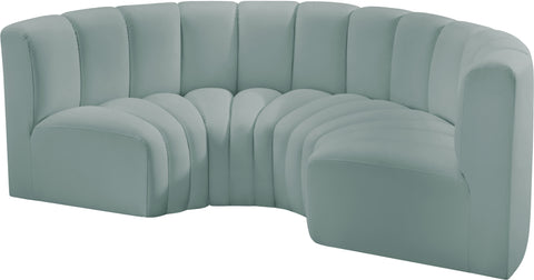 Briar 88 Mint Vegan Leather Upholstered Modular Sectional, 4-Piece