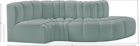 Briar 104 Mint Vegan Leather Upholstered Modular Sectional, 4-Piece