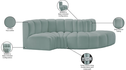 Zara Mint Green Faux Leather Modular Sofa S4D