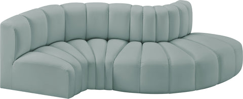 Briar 104 Mint Vegan Leather Upholstered Modular Sectional, 4-Piece