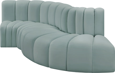 Briar 104 Mint Vegan Leather Upholstered Modular Sectional, 4-Piece