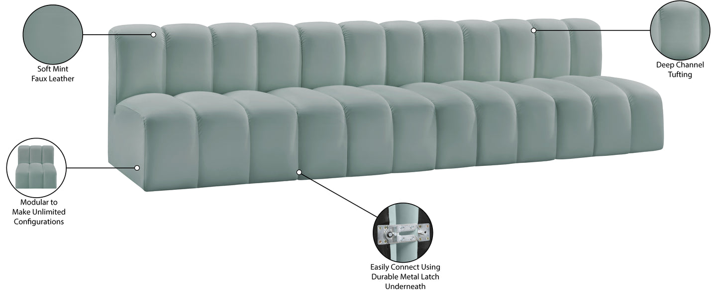 zara mint green faux leather modular sofa s4e