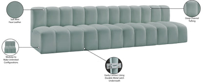 Zara Mint Green Faux Leather Modular Sofa S4E