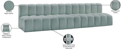 Yara 119" Vegan Leather Upholstered Sectional, 4-Piece