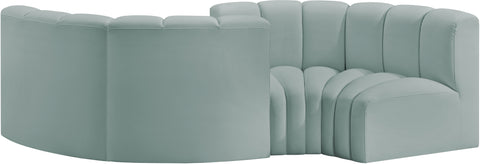 Briar 102 Mint Vegan Leather Upholstered Modular Sectional, 4-Piece