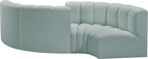 Briar 102 Mint Vegan Leather Upholstered Modular Sectional, 4-Piece