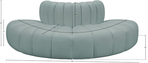 Briar 90 Mint Vegan Leather Upholstered Modular Sectional, 4-Piece