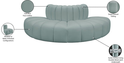 Zara Mint Green Faux Leather Modular Sofa S4G