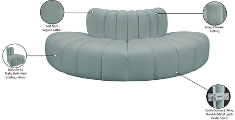 Briar 90 Mint Vegan Leather Upholstered Modular Sectional, 4-Piece