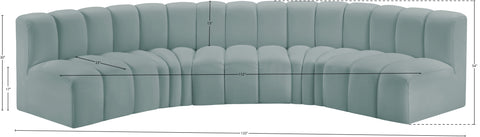 Briar 133 Mint Vegan Leather Upholstered Modular Sectional, 5-Piece