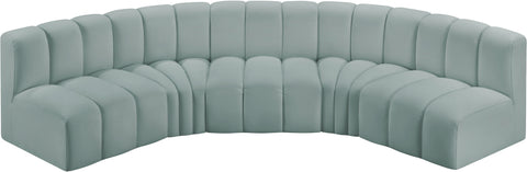 Briar 133 Mint Vegan Leather Upholstered Modular Sectional, 5-Piece