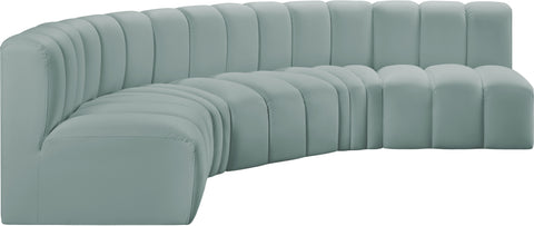 Briar 133 Mint Vegan Leather Upholstered Modular Sectional, 5-Piece