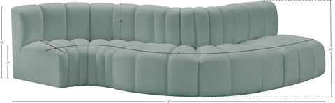 Briar 122 Mint Vegan Leather Upholstered Modular Sectional, 5-Piece