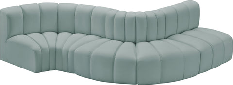 Briar 122 Mint Vegan Leather Upholstered Modular Sectional, 5-Piece