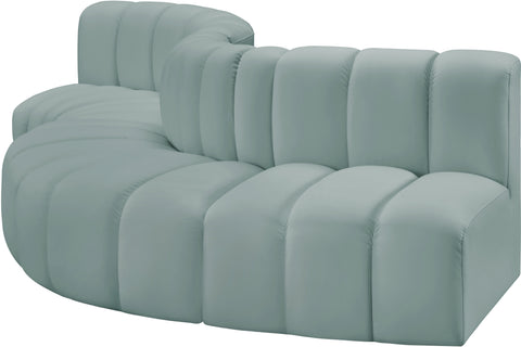 Briar 122 Mint Vegan Leather Upholstered Modular Sectional, 5-Piece
