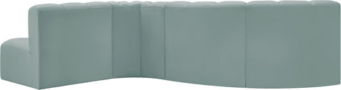 Briar 122 Mint Vegan Leather Upholstered Modular Sectional, 5-Piece
