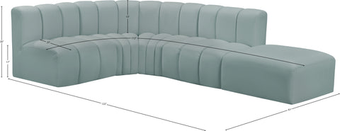 Briar 127 Mint Vegan Leather Upholstered Modular Sectional, 5-Piece