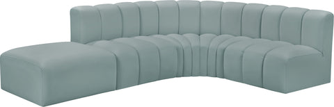 Briar 127 Mint Vegan Leather Upholstered Modular Sectional, 5-Piece