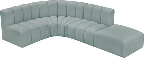 Briar 127 Mint Vegan Leather Upholstered Modular Sectional, 5-Piece