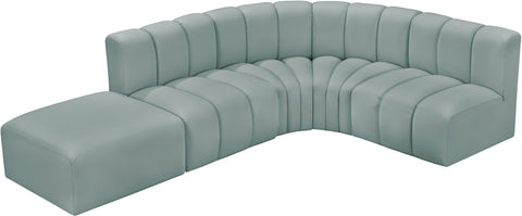 Briar 127 Mint Vegan Leather Upholstered Modular Sectional, 5-Piece