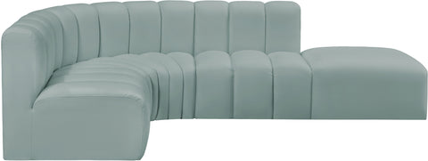 Briar 127 Mint Vegan Leather Upholstered Modular Sectional, 5-Piece