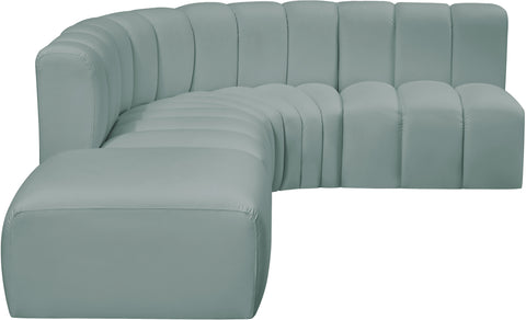 Briar 127 Mint Vegan Leather Upholstered Modular Sectional, 5-Piece