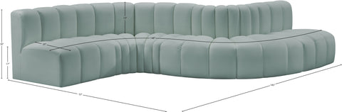 Briar 145 Mint Vegan Leather Upholstered Modular Sectional , 6-Piece (Style 1)