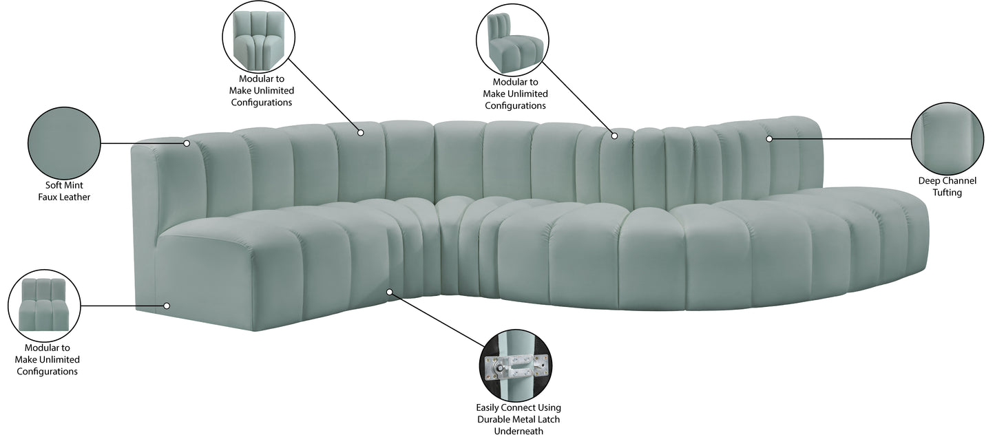 zara mint green faux leather modular sofa s6a