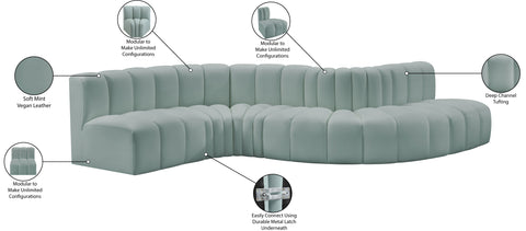 Briar 145 Mint Vegan Leather Upholstered Modular Sectional , 6-Piece (Style 1)