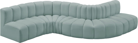 Briar 145 Mint Vegan Leather Upholstered Modular Sectional , 6-Piece (Style 1)