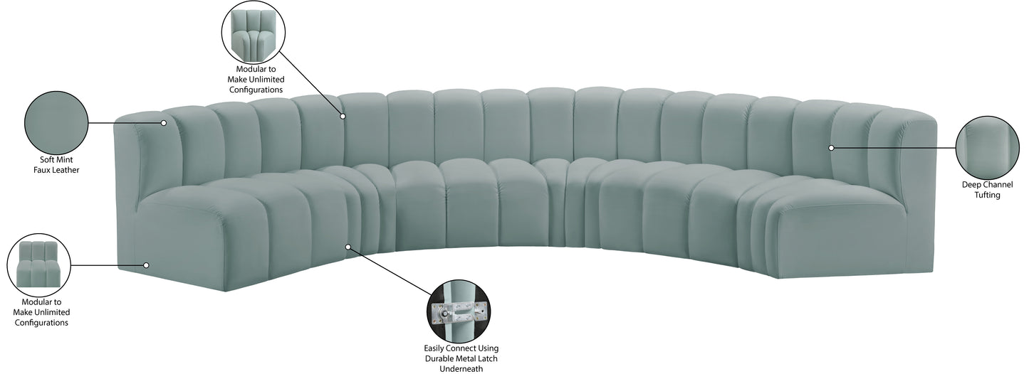 zara mint green faux leather modular sofa s6b