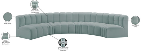Briar 151 Mint Vegan Leather Upholstered Modular Sectional, 6-Piece