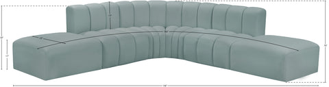 Briar 146 Mint Vegan Leather Upholstered Modular Sectional, 6-Piece