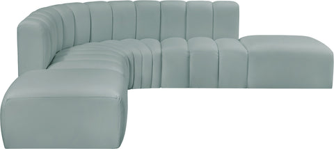 Briar 146 Mint Vegan Leather Upholstered Modular Sectional, 6-Piece