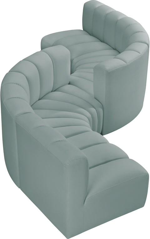 Briar 145 Mint Vegan Leather Upholstered Modular Sectional , 6-Piece (Style 2)