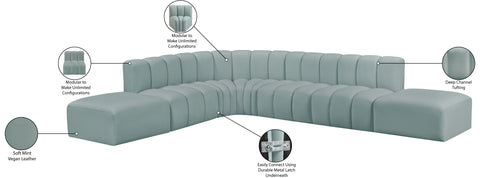 Yara 172" Vegan Leather Upholstered Sectional, 7-Piece