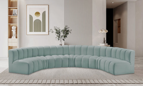 Briar 162 Mint Vegan Leather Upholstered Modular Sectional, 7-Piece