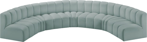 Briar 162 Mint Vegan Leather Upholstered Modular Sectional, 7-Piece