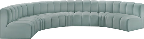 Briar 162 Mint Vegan Leather Upholstered Modular Sectional, 7-Piece