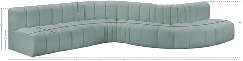 Briar 170 Mint Vegan Leather Upholstered Modular Sectional, 7-Piece